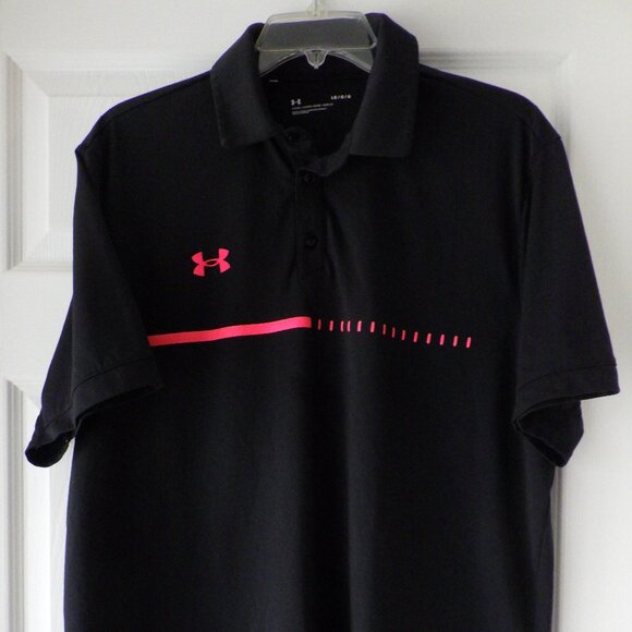 Under Armour Mens Polo Golf Short Sleeve Shirt Black Size Large Loose Fit Sporty - Picture 1 of 6